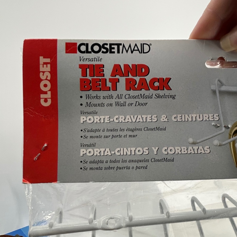 ClosetMaid 1008 White Versatile Tie and Belt Rack Wall Door Mount Hardware NEW
